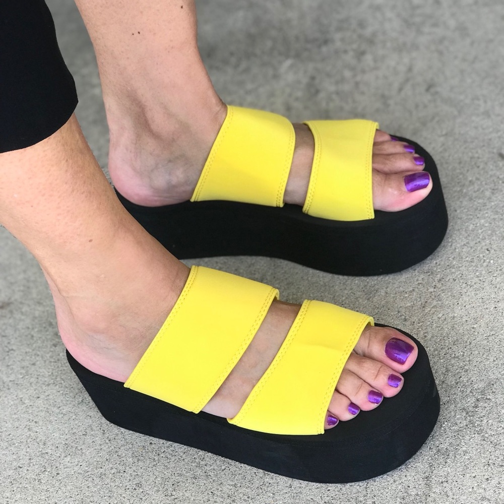 Cherish Neon Flip Flop Wedge Flatform Sandal 10 - Picture 7 of 8